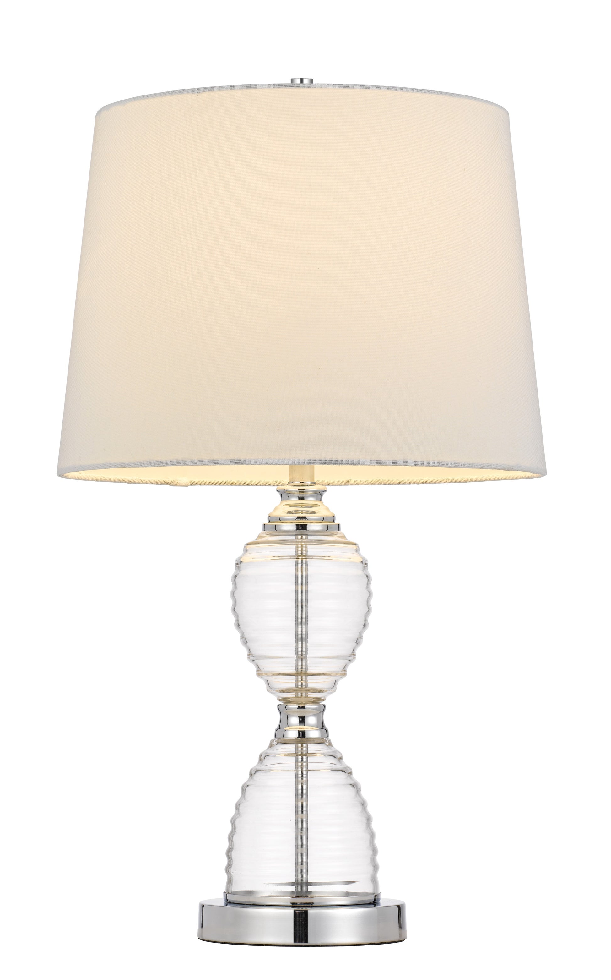 24" Clear Metal Table Lamp With White Empire Shade-1