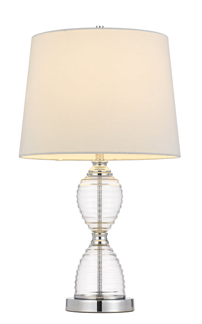 24" Clear Metal Table Lamp With White Empire Shade-1