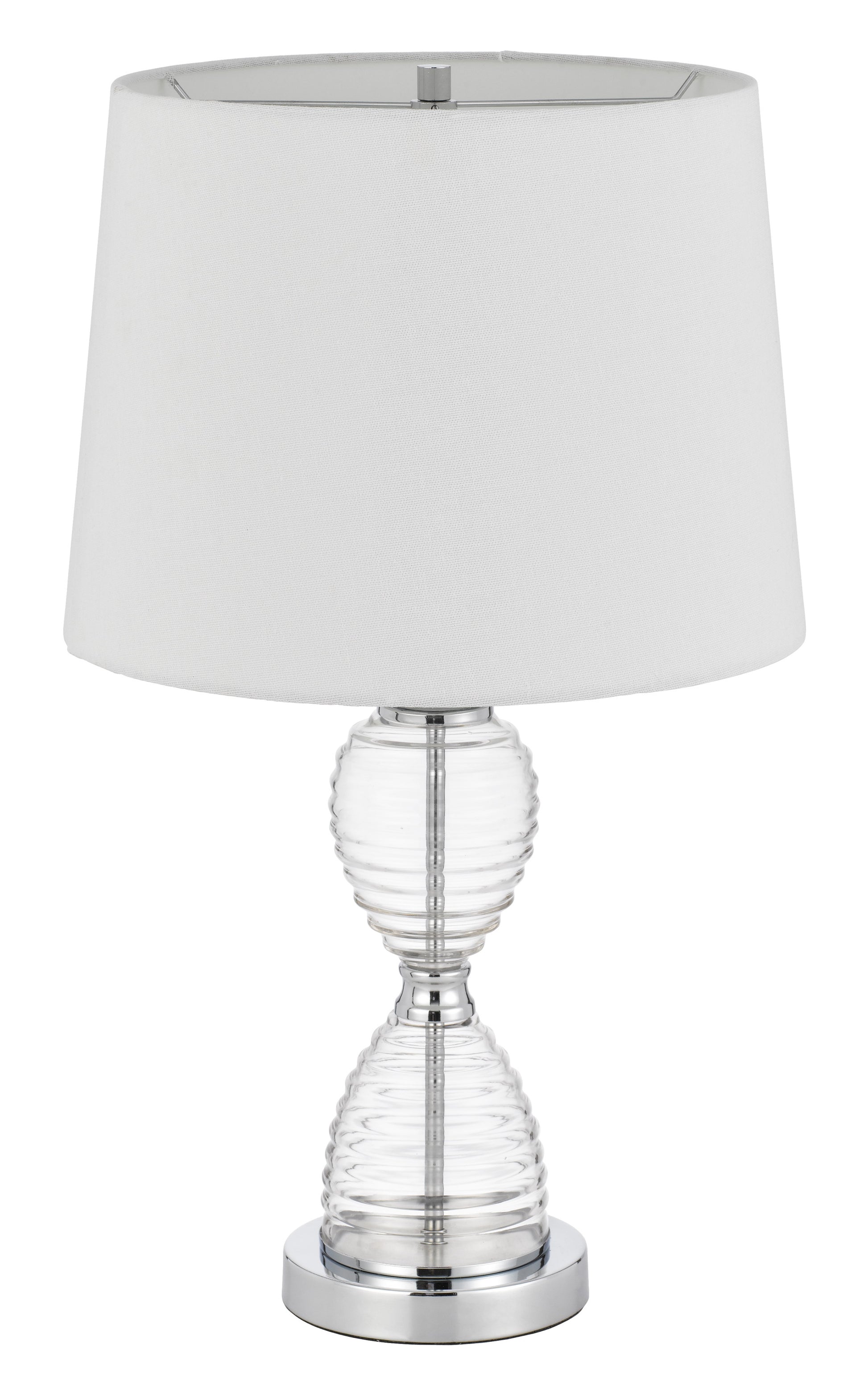 24" Clear Metal Table Lamp With White Empire Shade-2