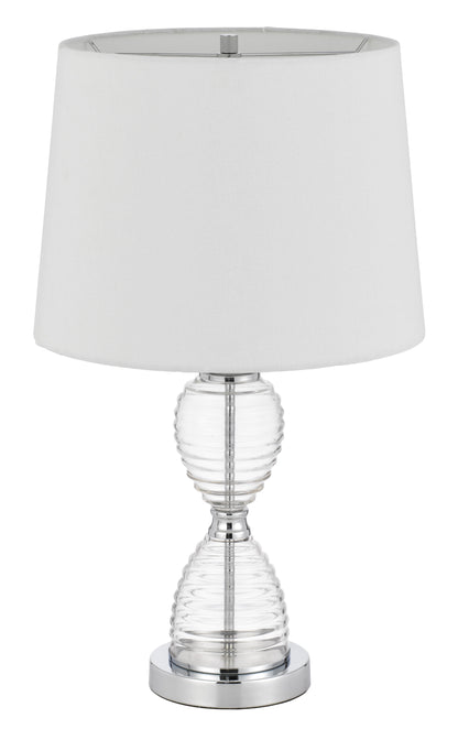 24" Clear Metal Table Lamp With White Empire Shade-2