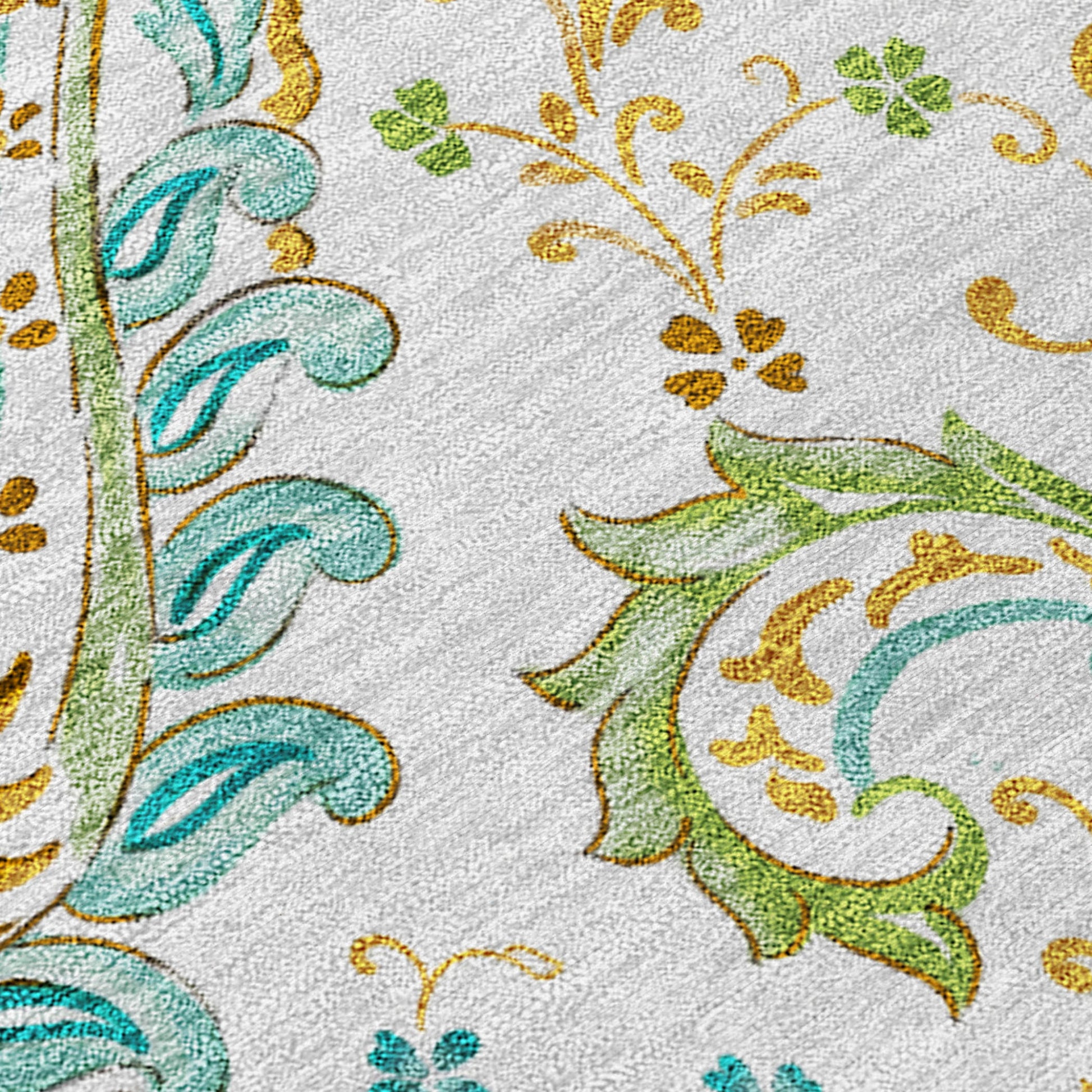 5' X 8' Ivory and Gold Paisley Washable Non Skid Indoor Outdoor Area Rug-7