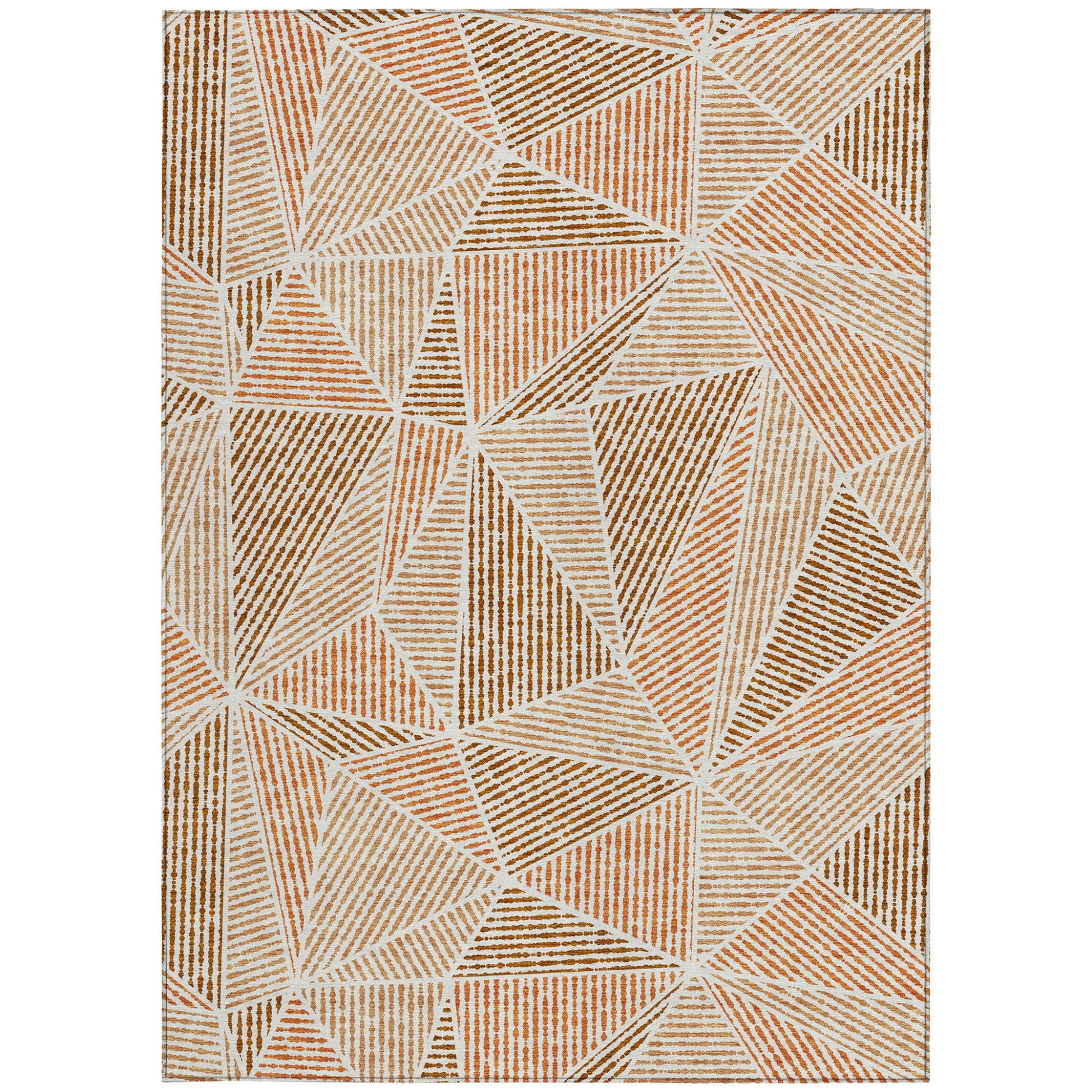 8ft X 10ft Terra Cotta Geometric Rug Indoor Outdoor Waterproof-6