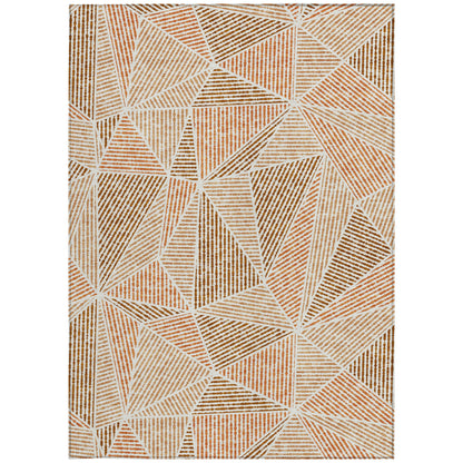 8ft X 10ft Terra Cotta Geometric Rug Indoor Outdoor Waterproof-6