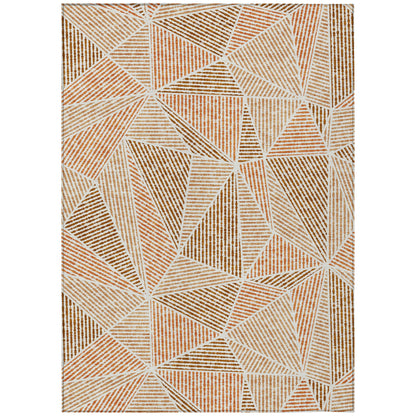 8ft X 10ft Terra Cotta Geometric Rug Indoor Outdoor Waterproof-1