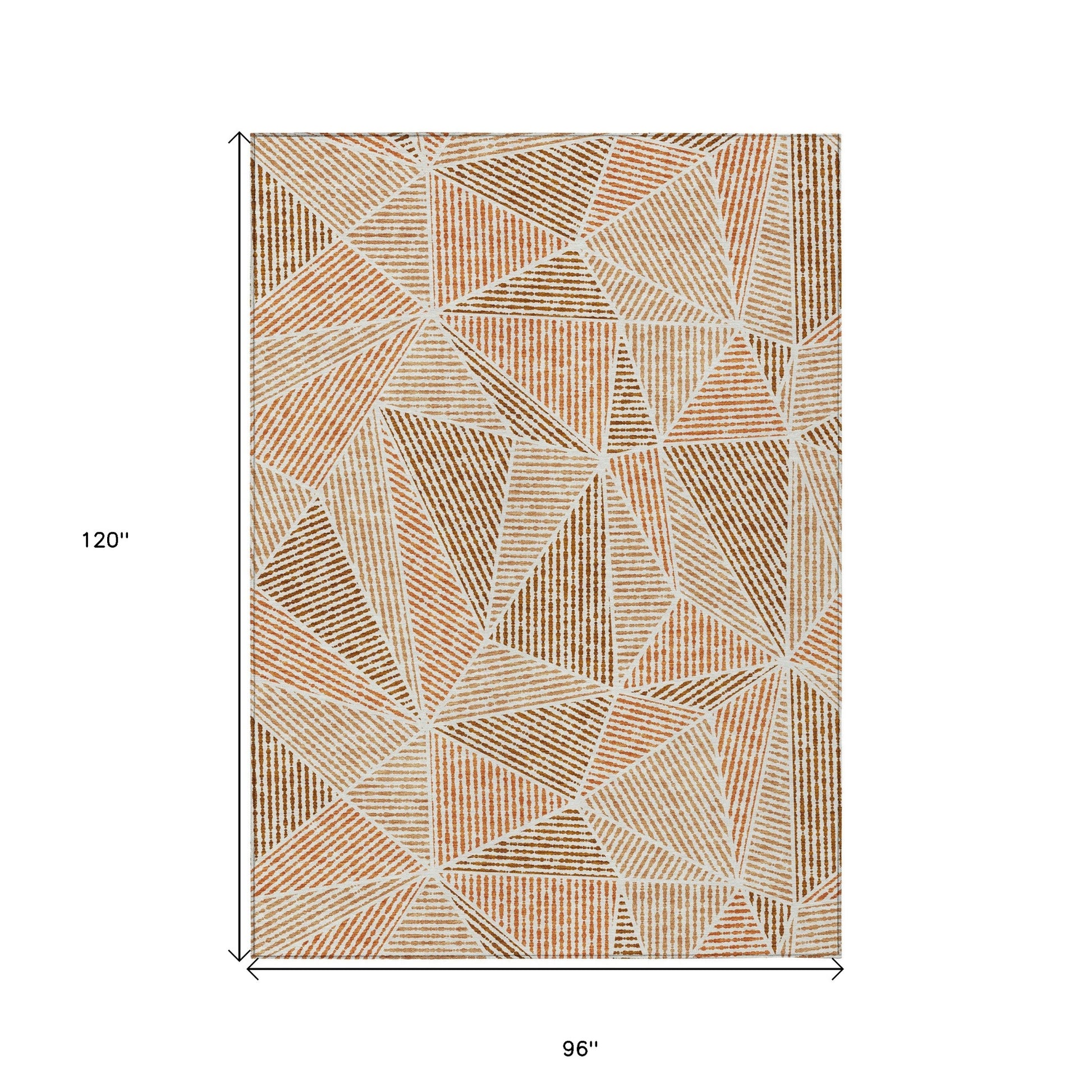 8ft X 10ft Terra Cotta Geometric Rug Indoor Outdoor Waterproof-2