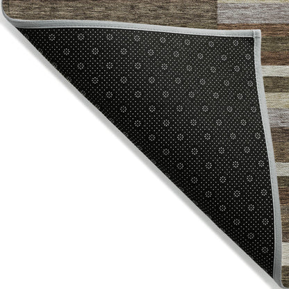 9x12ft Brown Beige Copper Striped Area Rug Indoors Outdoors Water Repellent Stain Resistant Non Slip