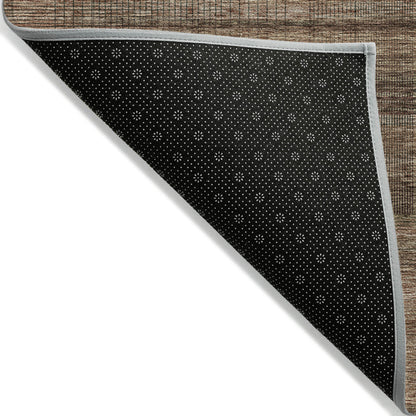 Orange Copper Brown Striped Washable Indoor Outdoor Rug 9x12 Feet