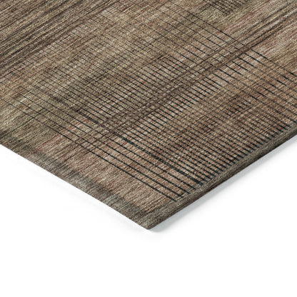 Orange Copper Brown Striped Washable Indoor Outdoor Rug 9x12 Feet