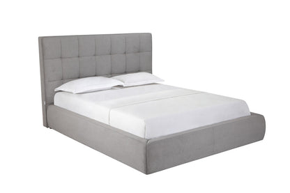 Gray Tufted Linen Blend Upholstered Queen Bed Frame-1