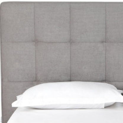 Gray Tufted Linen Blend Upholstered Queen Bed Frame-7