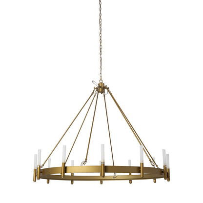 Gold White Candle Style Glass Dimmable Twelve Light Chandelier With Remote Control-1