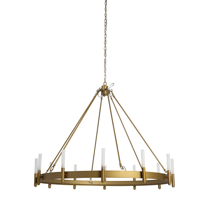 Gold White Candle Style Glass Dimmable Twelve Light Chandelier With Remote Control-2