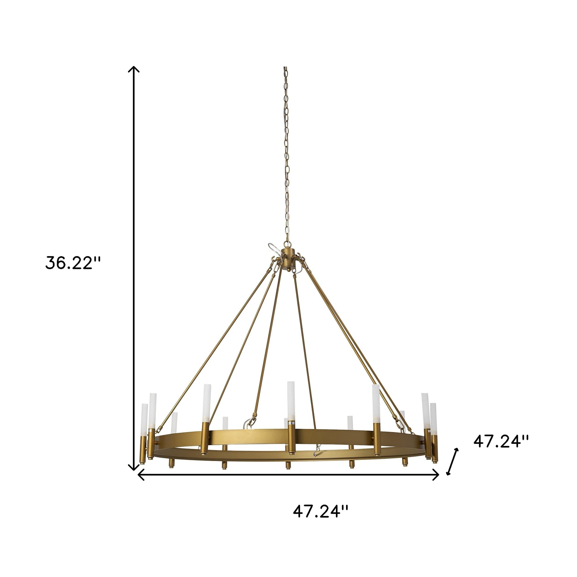 Gold White Candle Style Glass Dimmable Twelve Light Chandelier With Remote Control-3