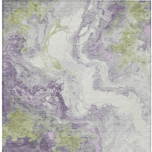Lavender Fern Green Abstract Indoor Outdoor Area Rug 8x10ft Waterproof Rug