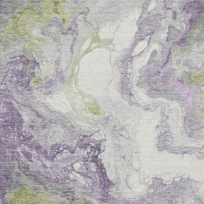 Lavender Fern Green Abstract Indoor Outdoor Area Rug 8x10ft Waterproof Rug