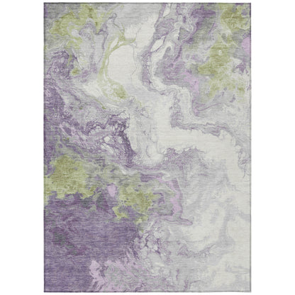 Lavender Fern Green Abstract Indoor Outdoor Area Rug 8x10ft Waterproof Rug