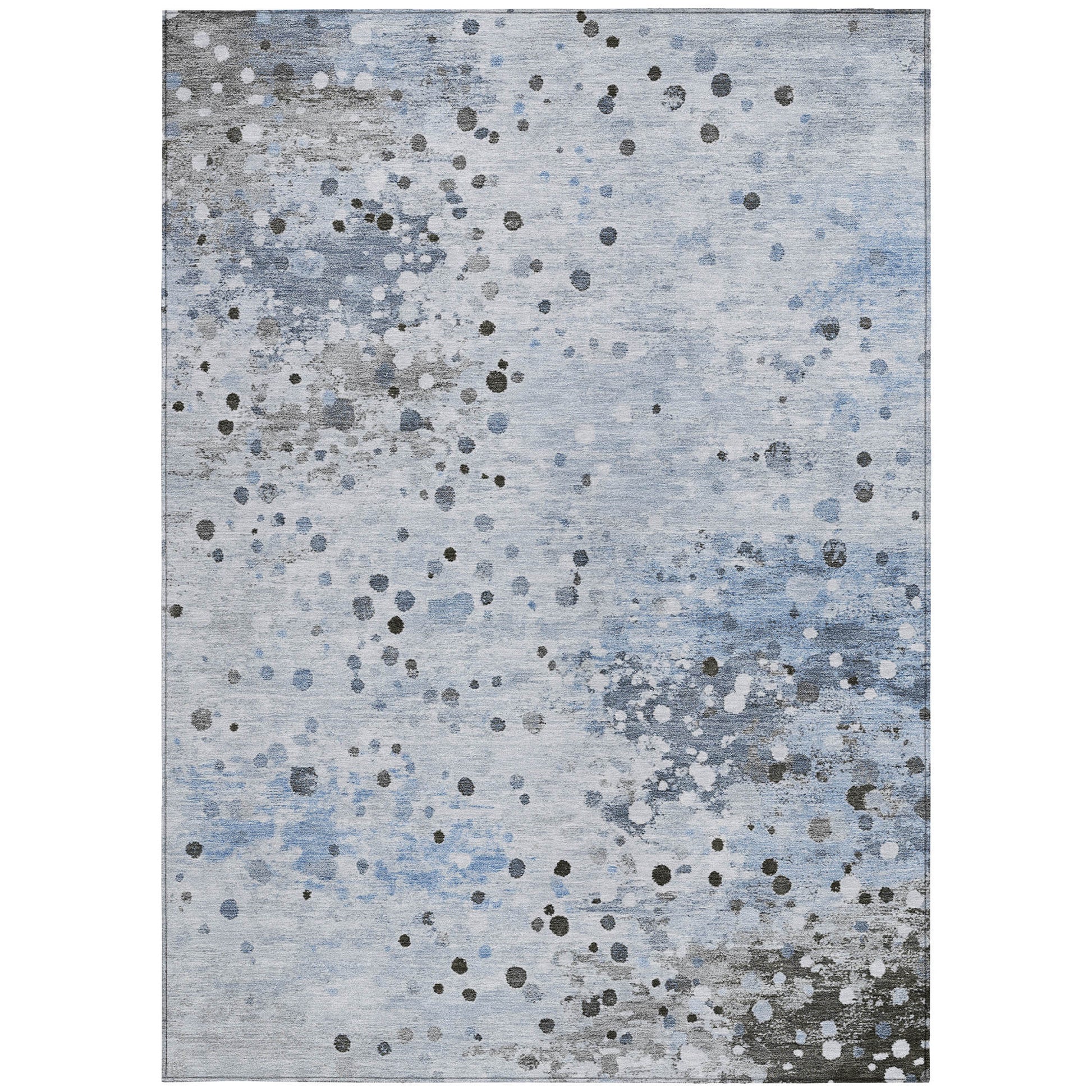 Sky Blue Abstract Washable Indoor Outdoor Area Rug 8x10-2