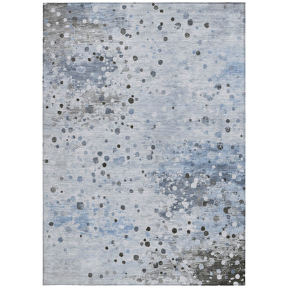Sky Blue Abstract Washable Indoor Outdoor Area Rug 8x10-2