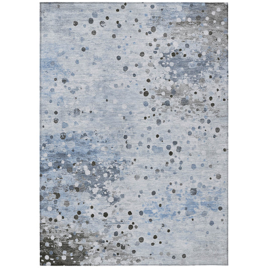 Sky Blue Abstract Washable Indoor Outdoor Area Rug 8x10-0