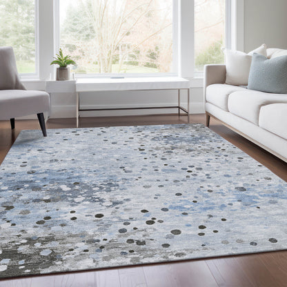 Sky Blue Abstract Washable Indoor Outdoor Area Rug 8x10-6