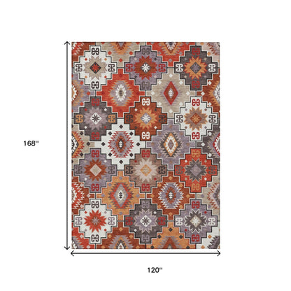 10X14 Rust Lavender Southwestern Washable Indoor Outdoor Area Rug.-6