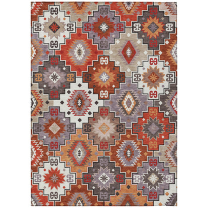 10X14 Rust Lavender Southwestern Washable Indoor Outdoor Area Rug.-7