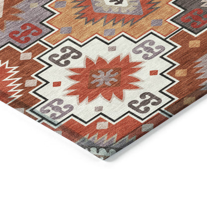 10X14 Rust Lavender Southwestern Washable Indoor Outdoor Area Rug.-8
