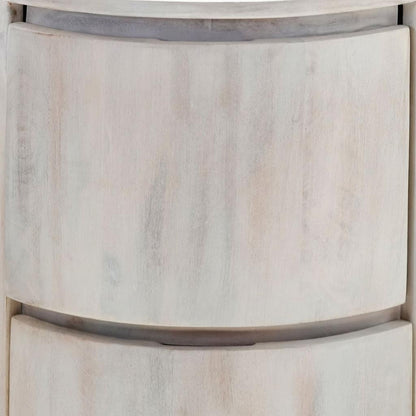 24 White Solid Wood Round Drum Side Table with Two Storage Drawers-6