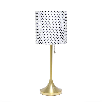 21" Gold Metal Table Lamp With White Drum Shade-1