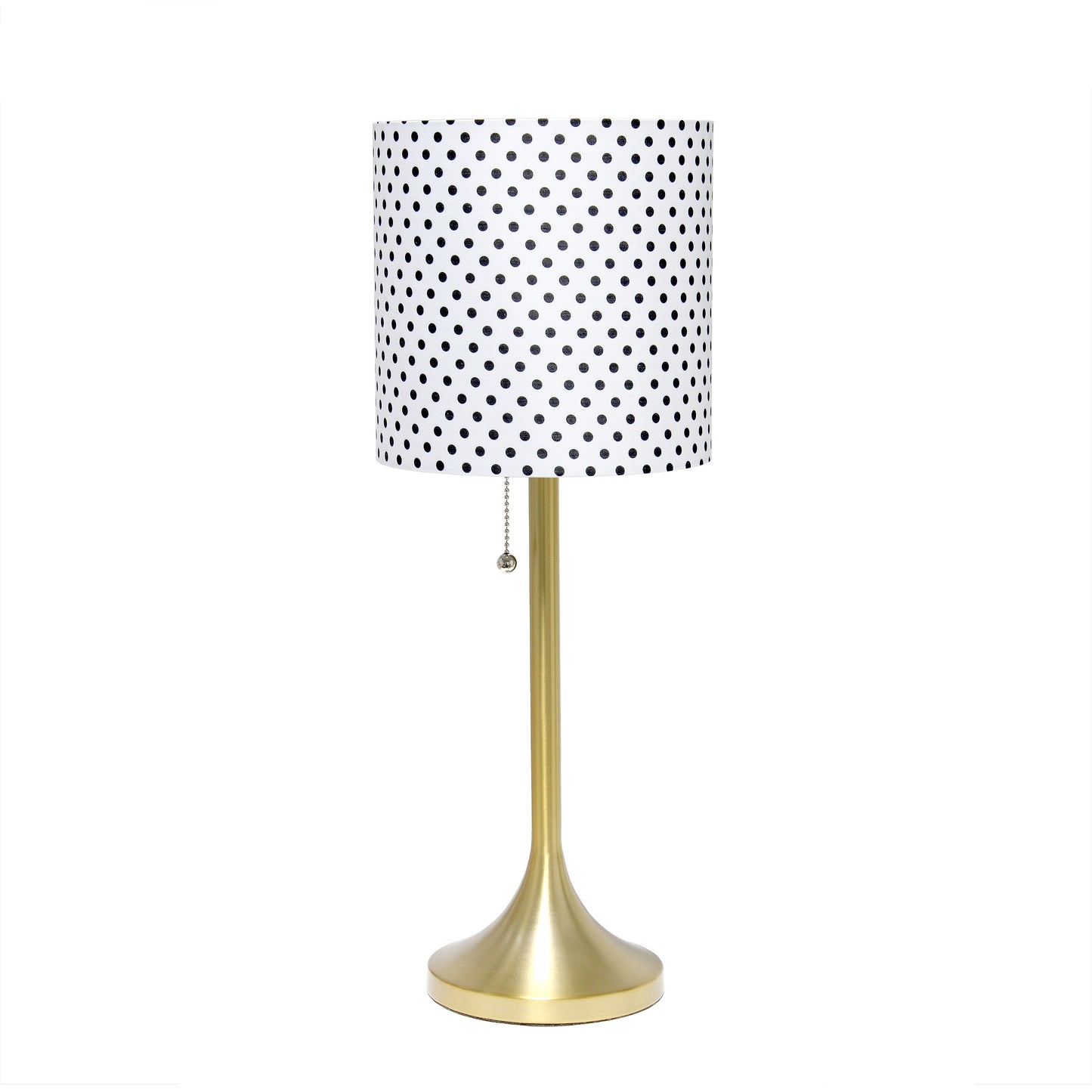 21" Gold Metal Table Lamp With White Drum Shade-2