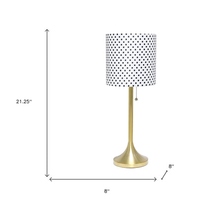 21" Gold Metal Table Lamp With White Drum Shade-4