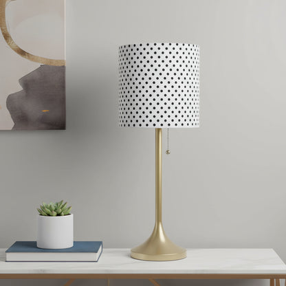 21" Gold Metal Table Lamp With White Drum Shade-0