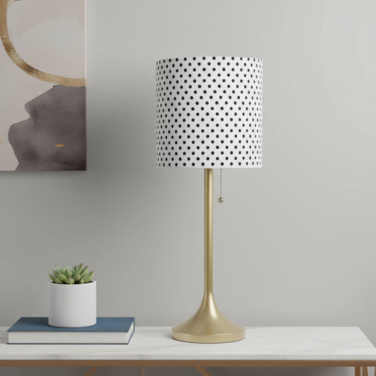 21" Gold Metal Table Lamp With White Drum Shade-0