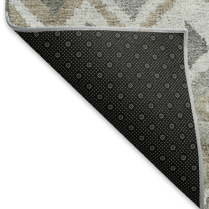 8' X 10' Pewter Ivory And Tan Geometric Washable Indoor Outdoor Area Rug-5