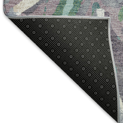 9x12 Lavender Gray Floral Indoor Outdoor Washable Area Rug