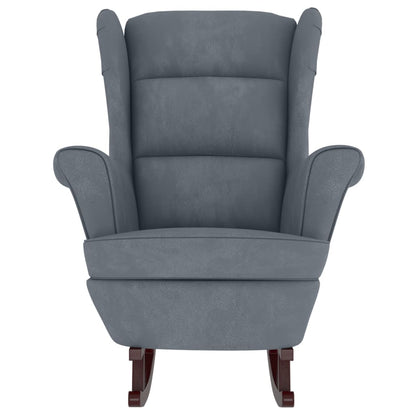 Dark Gray Velvet Rocking Chair with Solid Wood Rubber Legs-1