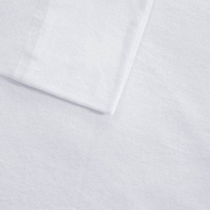 Twin XL Size 4-Piece Cotton Blend Jersey Sheet Set in White-1