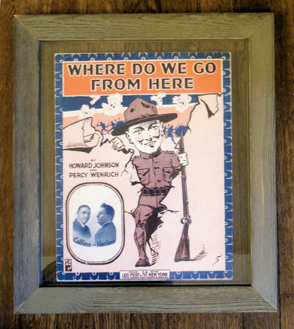 Where Do We Go From Here? by Howard Johnson and Percy Weinrich. Vintage sheet music, double sided frame.
