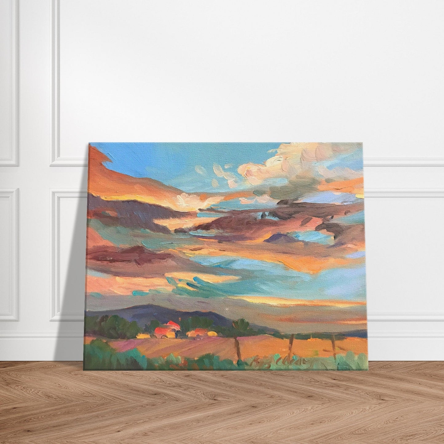 'Fall Sky' Landscape I 16x20 inch Art Print on Canvas I Original Artwork by American Artist Barbara Cleary